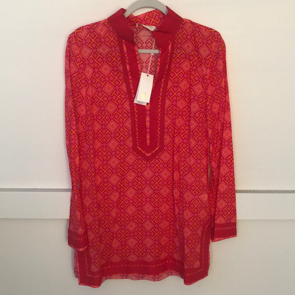New Tory Burch Tunic In Honeysuckle Classic 4t - Picture 2 of 6